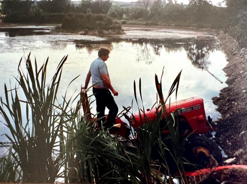 Tractor in lake