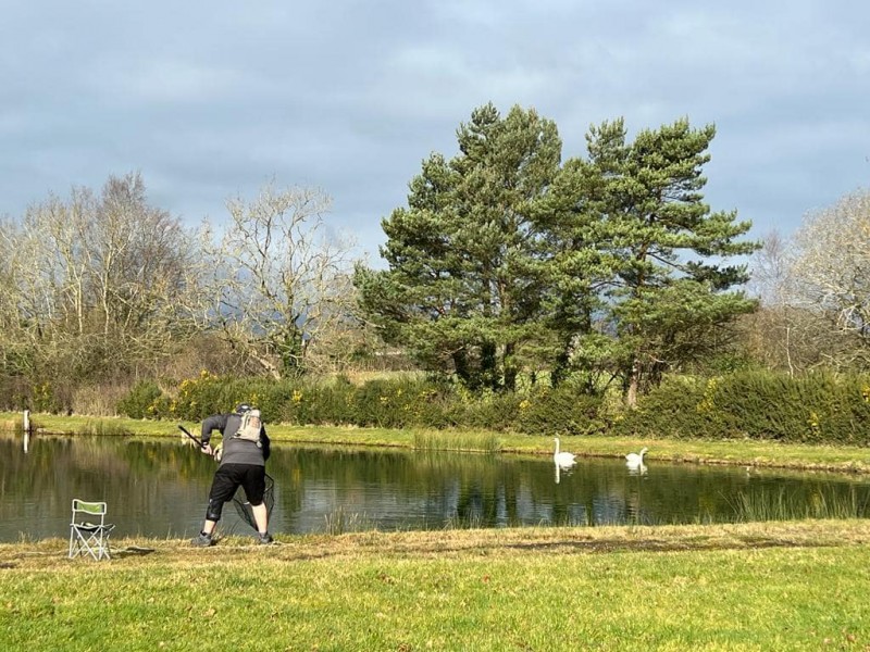 Andy catching first trout at Jubilee Lakes