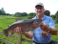 Paul Allan, Gainford. 9lb 9oz on his own tying - an orange blob with a pink tail